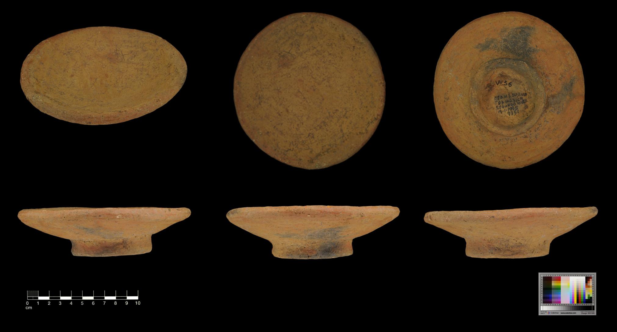 Cerro Juan Diaz. Small red-painted plate with a ring-base, eroded. Operation 3, Feature 68.